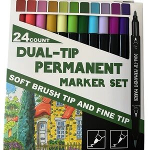 24-Count Dual-Tip Permanent Marker Set ((NIB))